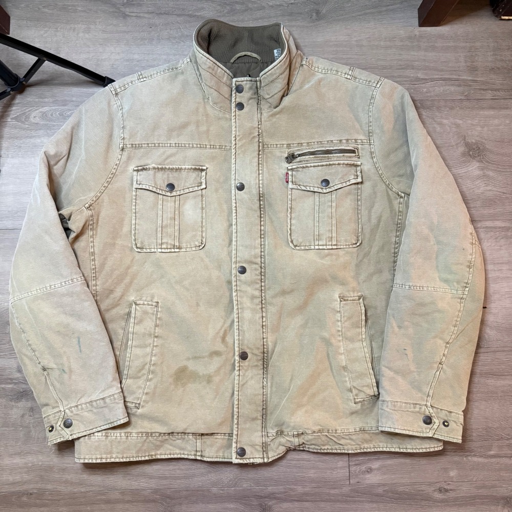 Levi's Field Jacket Men XXL Tan Canvas Military Utility Coat Workwear